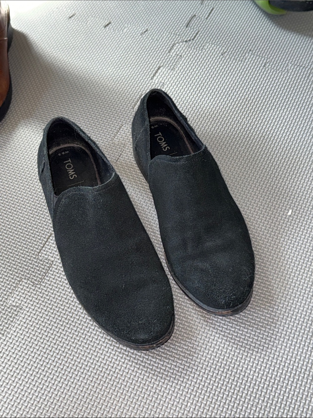 Toms Black Suede Women’s Slip-On Booties heeled loafers
